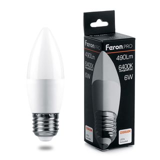 Лампа светодиодная 6W 230V E27 6400K C37 