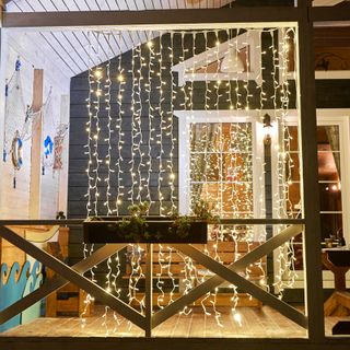 Гирлянда светодиодная Занавес 2х3м 448 LED ТЕПЛЫЙ БЕЛЫЙ прозрачный ПВХ IP65 эффект мерцания 230В сое