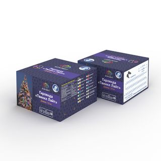 Гирлянда Твинкл Лайт 20 м, 200 LED МУЛЬТИКОЛОР (RGYB), черный ПВХ, IP65, динамика, 230В соединяется 