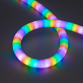 Светодиодная лента герметичная SPI MOONLIGHT-BLACK-TOP-G180-D25mm 12V RGB-PX2 (21.6 W/m, IP65, 5m)